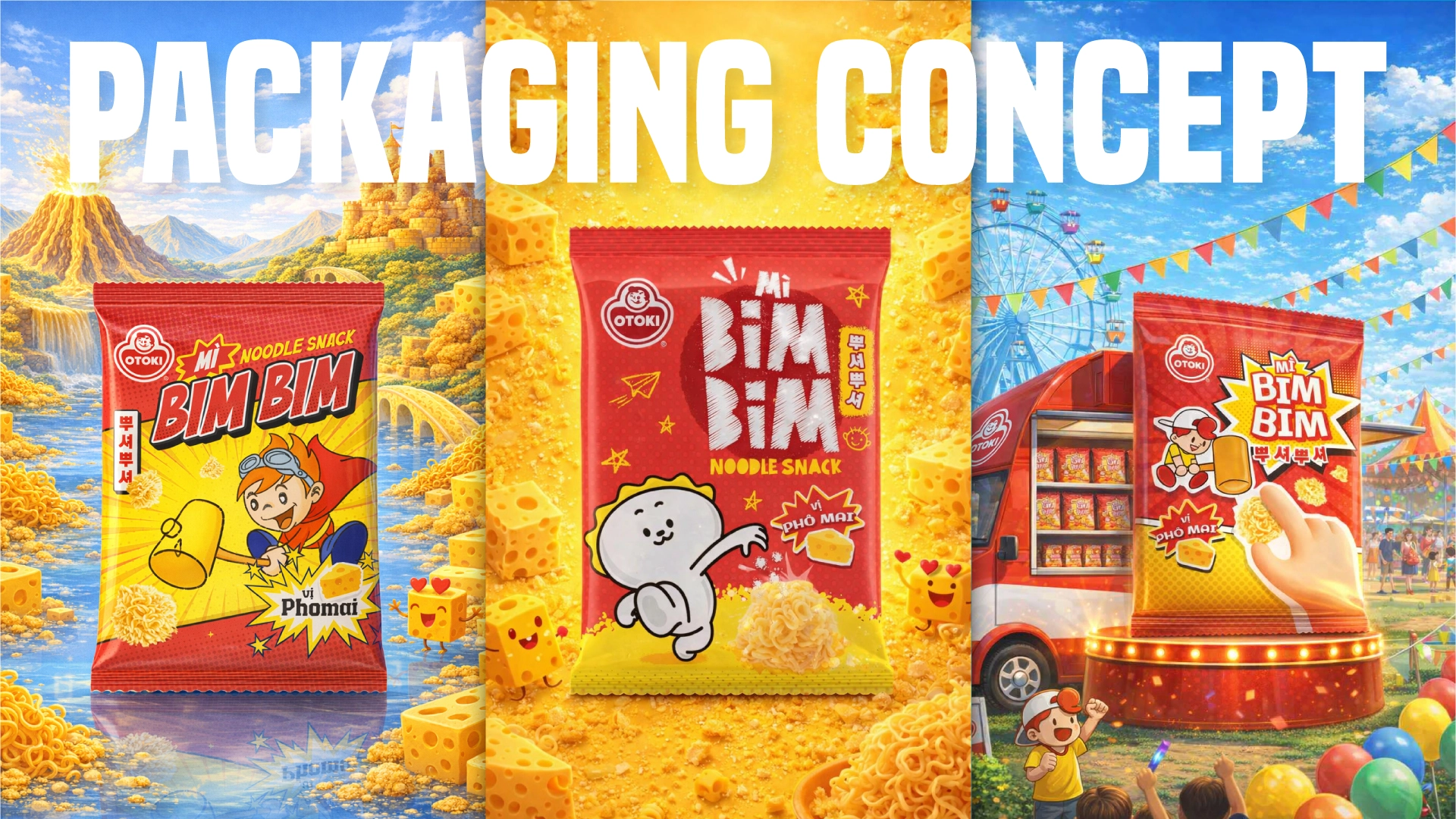 Thiết kế bao bì Snack Mì BIM BIM Packaging Design